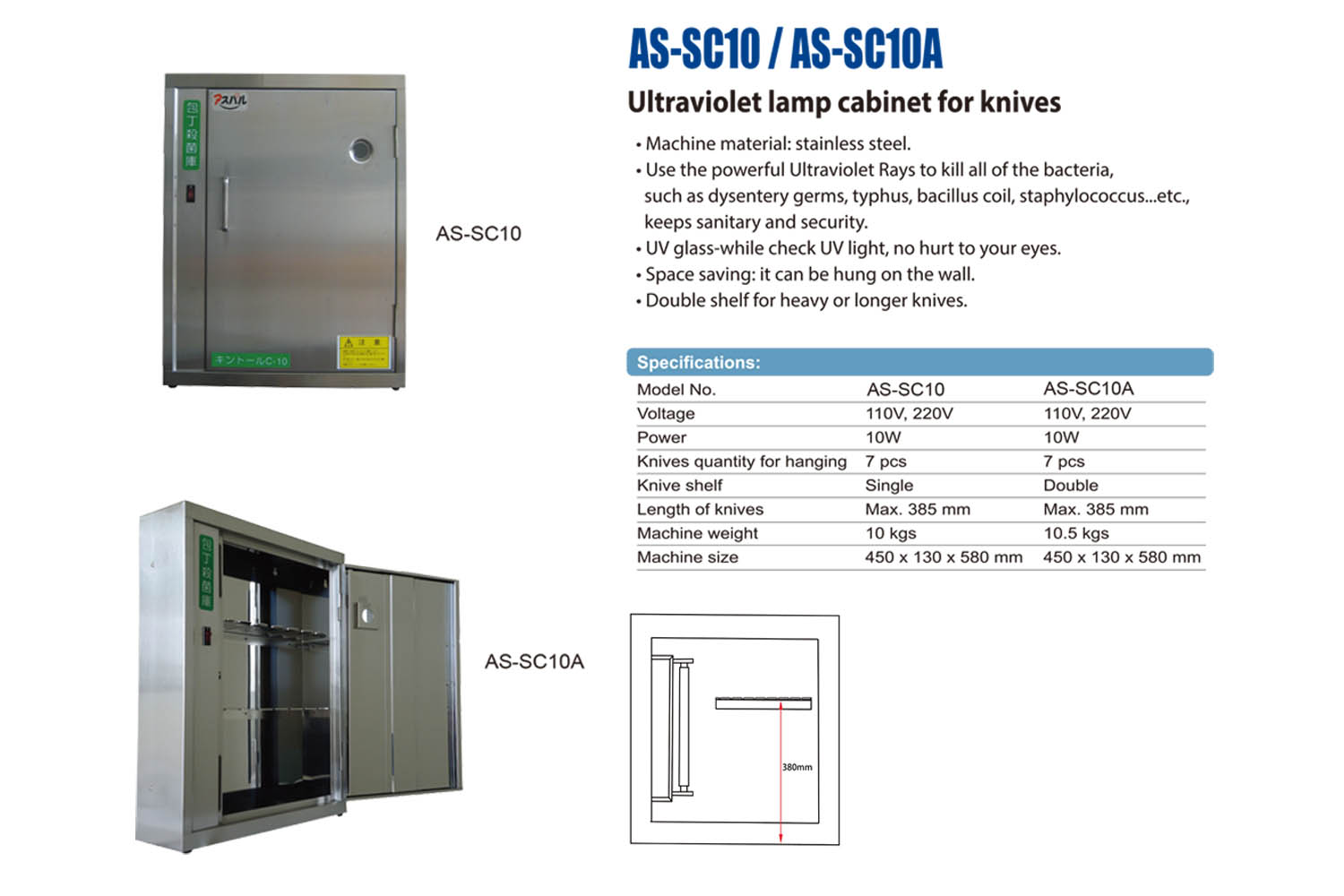 Ultraviolet Lamp Cabinet For Knives 1